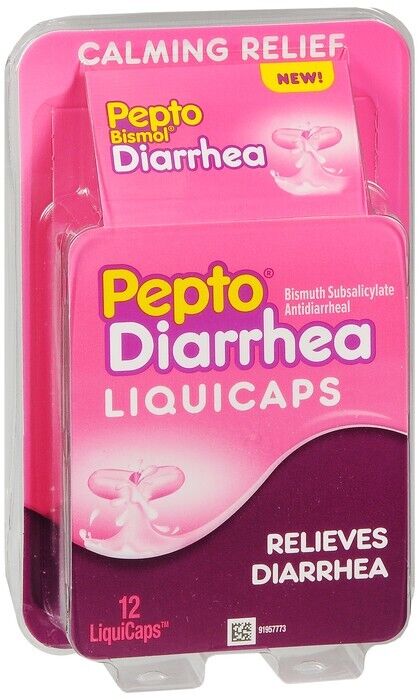 Pepto Diarrhea Calming Relief  12 Liquicaps  x 10 packs