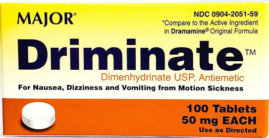 Major Driminate for Motion Sickness(Compare to Dramamine)100ct X 2 BOTTLES