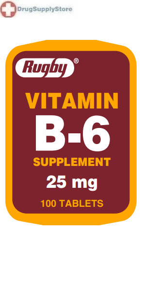 Rugby Vitamin B-6 Supplement 25 mg 100 Tablets  x  2 bottles