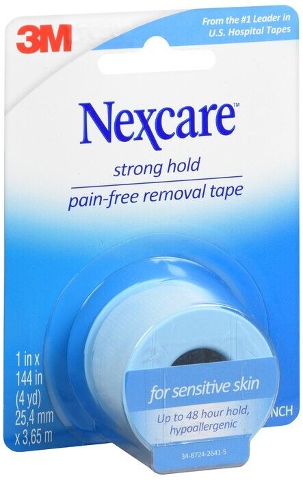 Nexcare First Aid Tape,Strong Hold Pain Free Removal Tape, 1 In x 4 Yds ,3 PAK