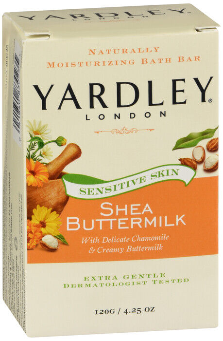 YARDLEY SHEA BUTTERMILK BAR SOAP 4.25OZ  x 6