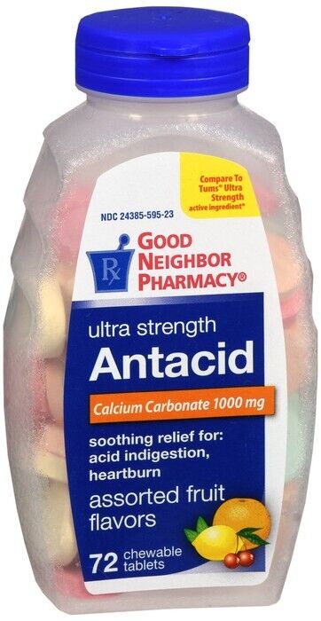 GNP Antacid Ultra St Assorted Fruit Chew TabS 72ct calcium carbonate 400MG TAB