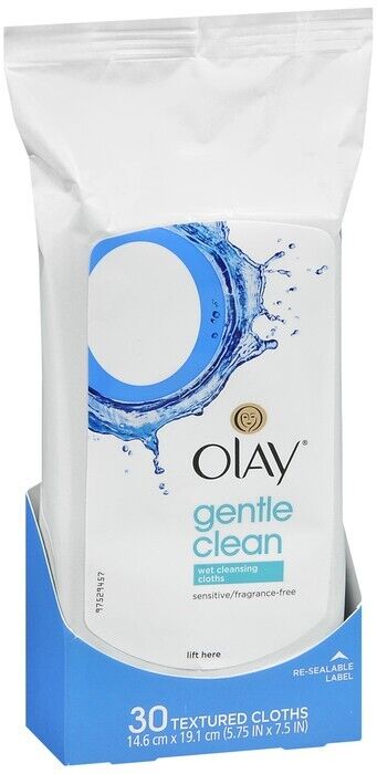 Olay Wet Cleansing Cloth Gentle Clean Sensitive Fragrance Free 30ct Pack of 6