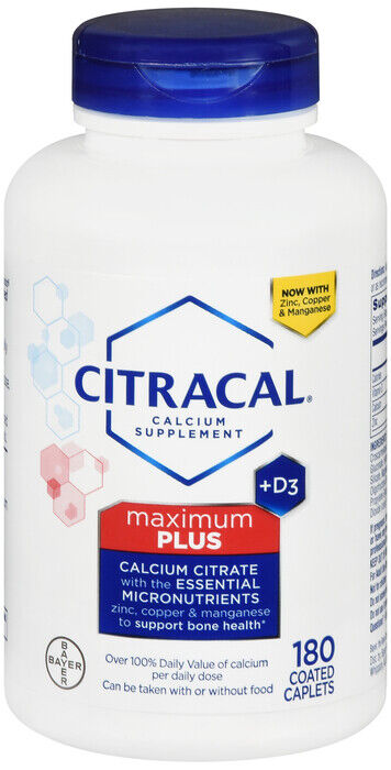 CITRACAL MAXIMUM CAPLET 180CT   calcium citrate/vitamin D3 ORAL TABLET