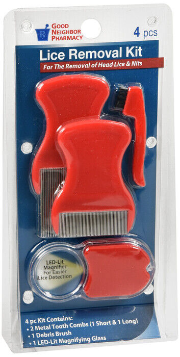 GNP LICE COMB KIT W/LITE MAGNIFIER 4PC