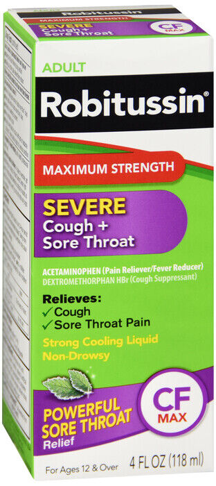 ROBITUSSIN SEVERE COUGH/SORE THROAT LIQ 4OZ