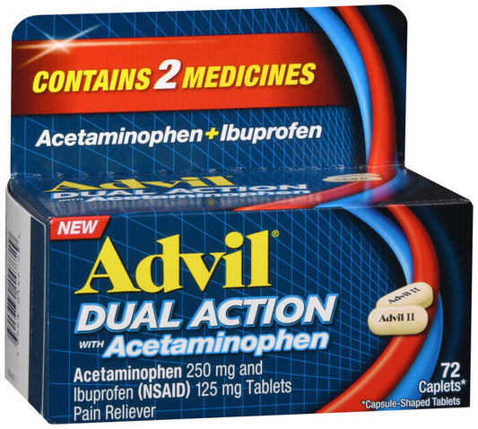 ADVIL DUAL ACTION W/ACETAMINOPHEN CAPLETS  72CT