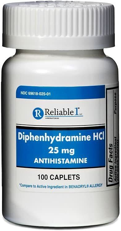 DIPHENHYDRAMINE HCL 25MG CAPSULE 100CT  BY RELIABLE