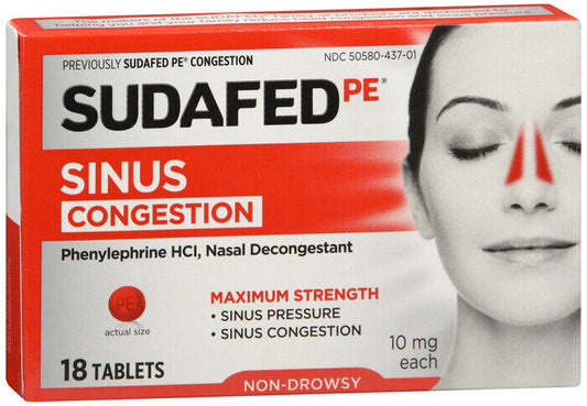 SUDAFED PE CONGESTION TABLET 18CT