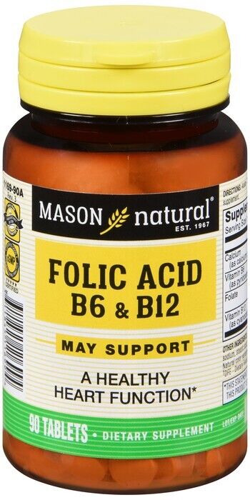 Mason Natural Vitamins Folic Acid with B6 & B12 Tablets 90ct