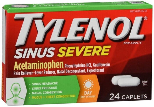 TYLENOL SINUS SEVERE DAY CAPLET 24CT guaifen/phenyleph/acetaminophn ORAL TAB