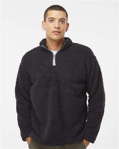 J. America Mens Epic Sherpa Quarter-Zip Sweatshirt Blank Plain 8454