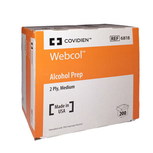 WEBCON 1 Box of 200 MEDIUM ALCOHOL PREP PADS  SWABS WIPES 200 BRAND NEW