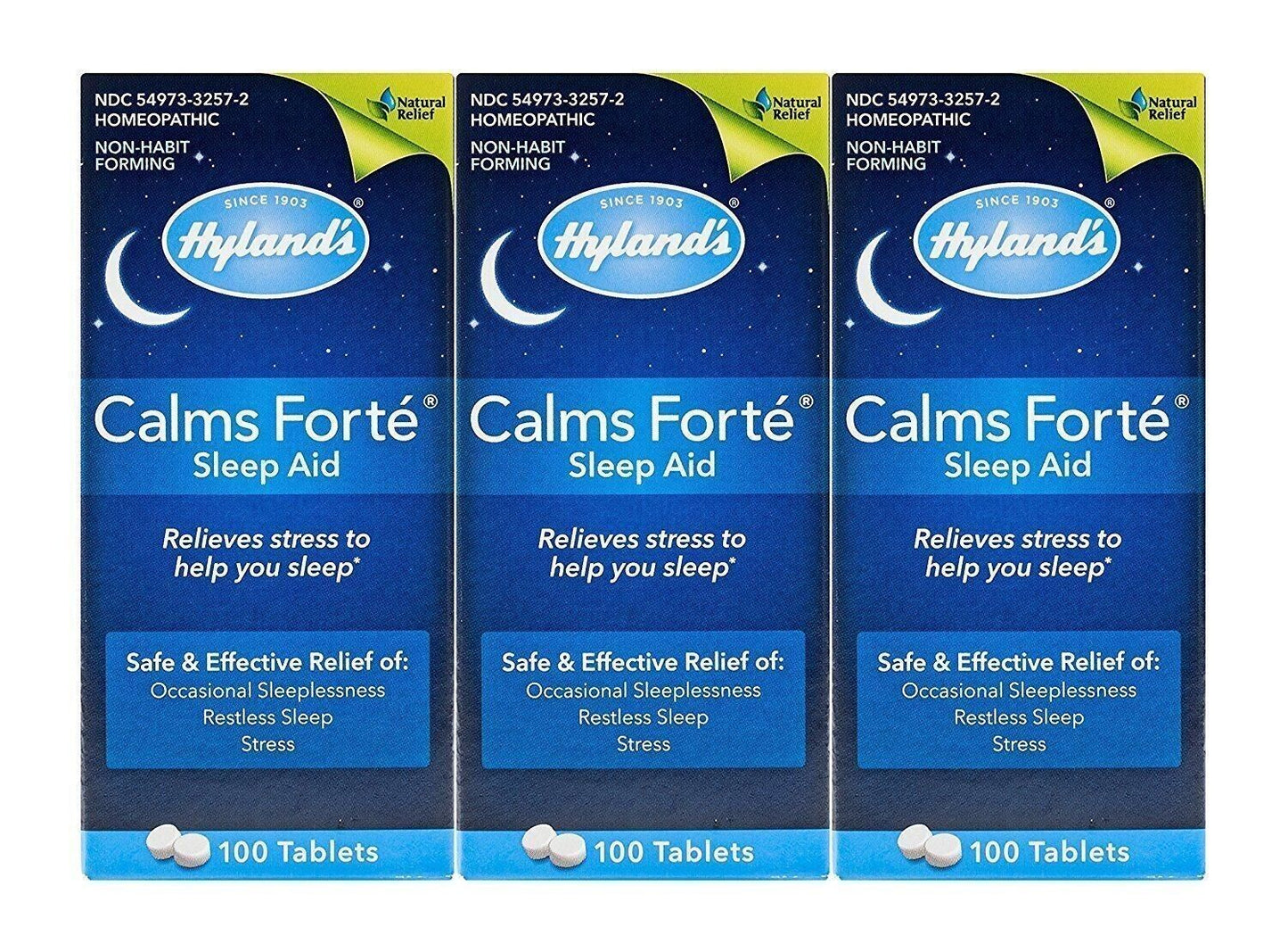 Hyland's Homeopathic SLEEP AID CALMS FORTE - 3 PACK (300 Tablets) STRESS RELIEF