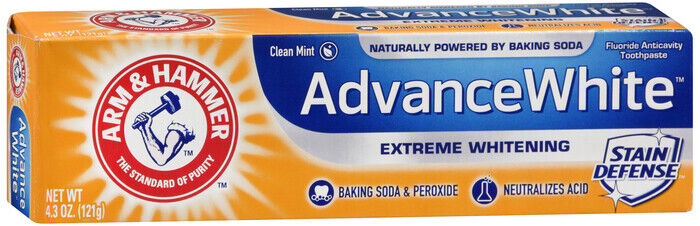 ARM & HAMMER ADVANCE WHITE TOOTHPASTE BAKING SODA & PEROXIDE 4.3OZ  X 2 TUBES