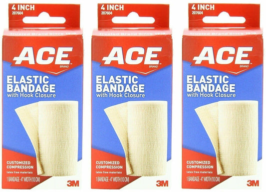 Ace Elastic Bandage Customized Compression Hook Closure 4 Inch 1 ct Pack of 3