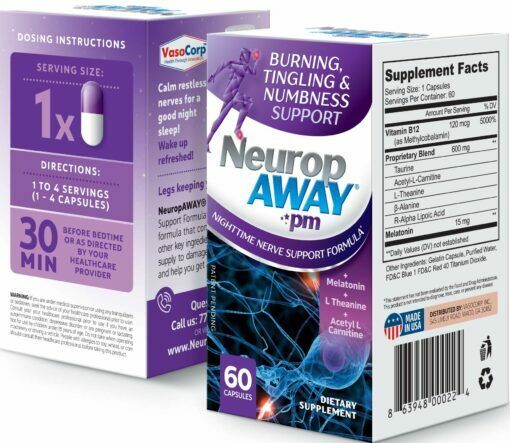 NEUROPAWAY PM NERVE SUPPORT CAP 60CT VASOCOR   DAMAGED BOX  SEALED BOTTLE