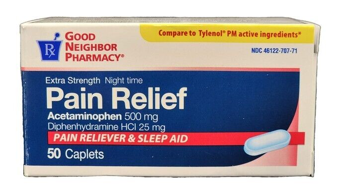 GNP PAIN RELIEF PM 500/25MG CAPLETS 50CT