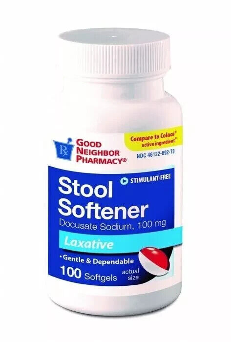 GNP Stool Softener Laxative Softgels 100ct Docusate 100mg