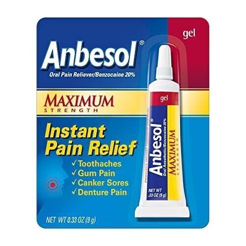 Anbesol Gel Maximum Strength, Pain Relief For Mouth and Gum irritation ,0.33 oz