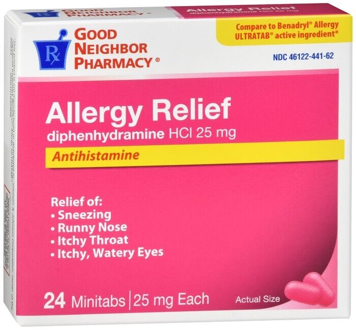 GNP Allergy Relief 25mg Minitabs 24ct diphenhydramine HCl ORAL TABLET 25 MG