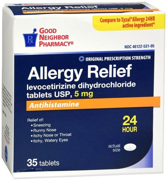 GNP Allergy Relief 24 Hour, 5mg, Tablets 35ct levocetirizine