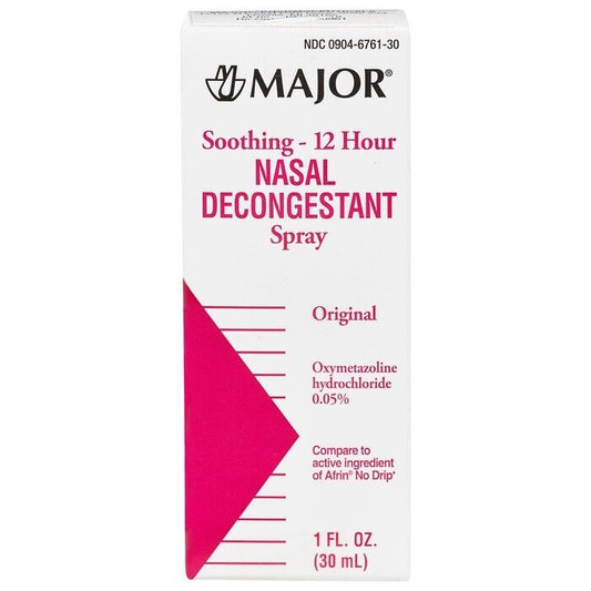 Nasal Decongestant Pump Spray 12 Hour Oxymetazoline HCL 0.05% 30ml- 6 Pack