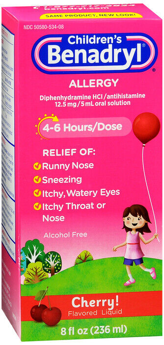 BENADRYL KIDS ALLERGY LIQ CHERRY 8OZ