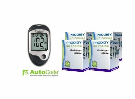 Prodigy Autocode Meter  and Prodigy 200 Test Strips For Glucose Care