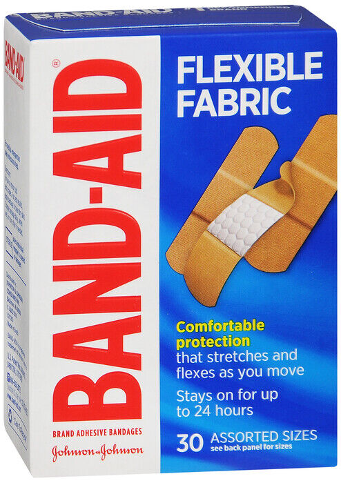 BAND-AID FLEXIBLE FABRIC ASST 30 CT