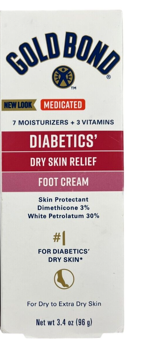 Gold Bond  MEDICATED  Diabetic Skin Relief Foot Cream, 3.4oz  X 2 TUBES