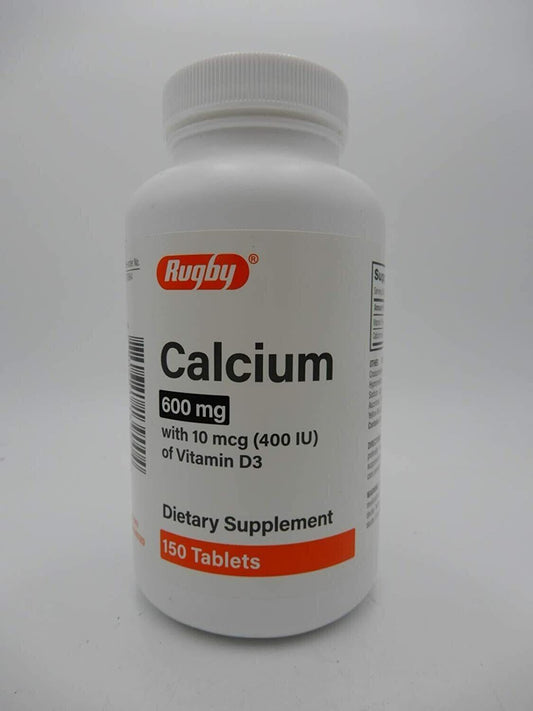 Rugby Calcium 600 mg with 10mcg (400 IU) of Vitamin D3 (150 Tablets)