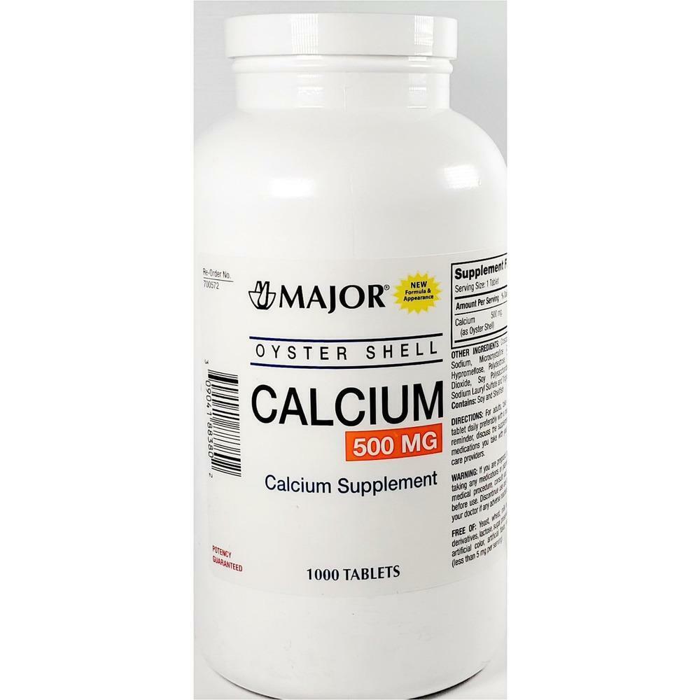 Major Oyster Shell Calcium, 500 mg 1000 Tablets