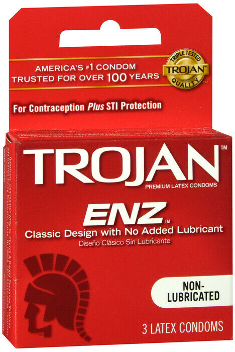 TROJAN ENZ NON LUBE CONDOM 3CT  X 4     12 TOTAL