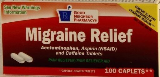 GNP Migraine Relief Coated Caplets 100ct  (GENERIC EXCEDRIN MIGRAINE)