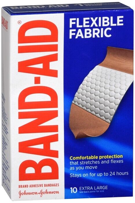 Band-Aid Brand Adhesive Bandages Flexible Fabric Extra Large 10 Count Pack of 2