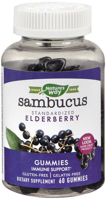 Nature's Way Sambucus Elderberry 60 Ct Gummy Triple Action Immune Blend Zinc & C