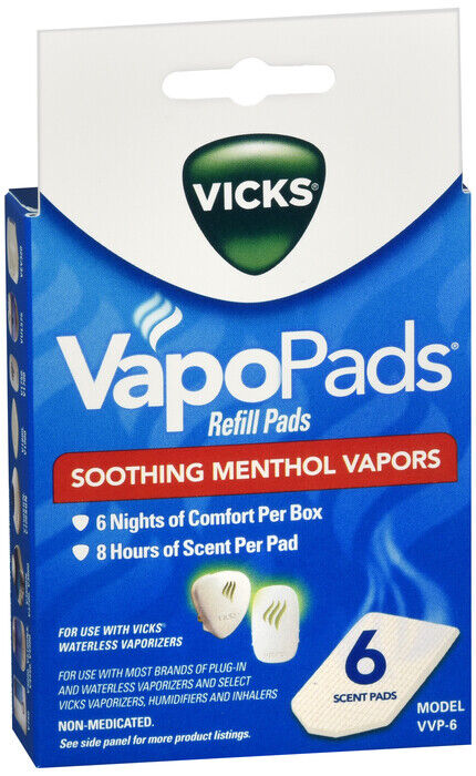 VICKS VAPROIZER WATERLESS PAD SOOTHING 6CT