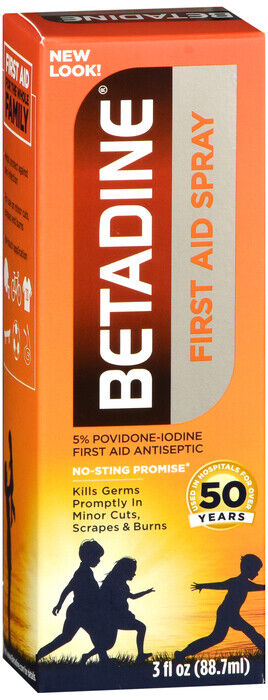 BETADINE FIRST AID SPRAY 3OZ    povidone-iodine TOPICAL SPRAY 5 %  NON AEROSOL