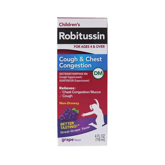 Robitussin Children's Cough & Chest Congestion DM, Great Grape Taste, 4FL oz