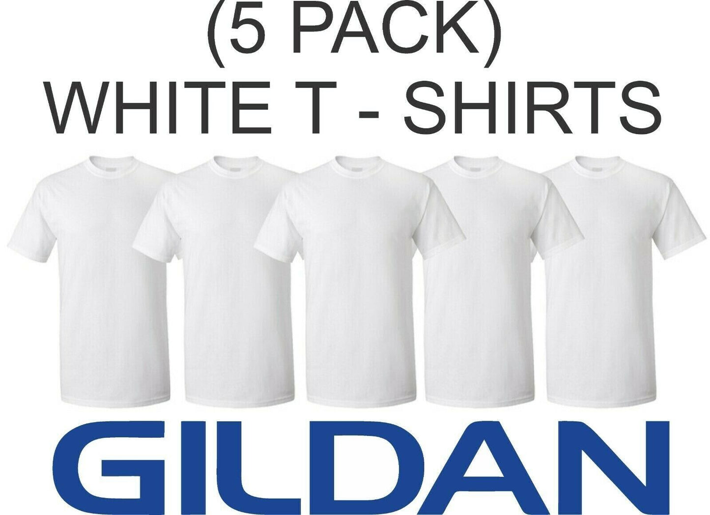 (5 pack)  GILDAN  5000 Mens Plain WHITE Solid T Shirts  SIZE   3XL