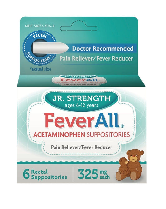 4 PACK FEVERALL Jr. ACETAMINOPHEN 325MG SUPPOSITORY 6CT