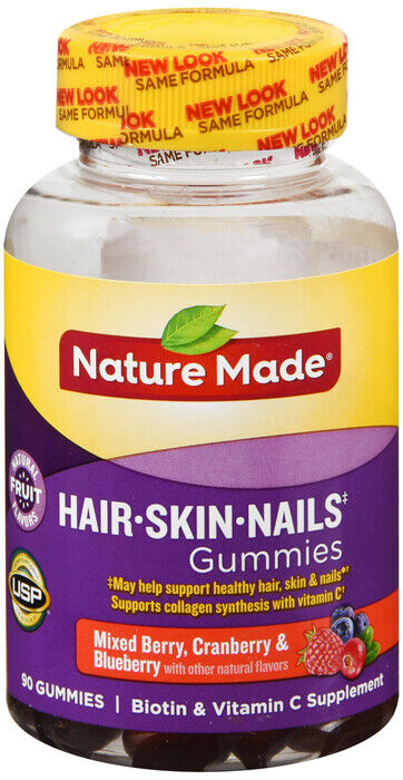 Nature Made Hair Skin & Nails Gummies with Mixed Berry Flavor 2500mcg 90 Count