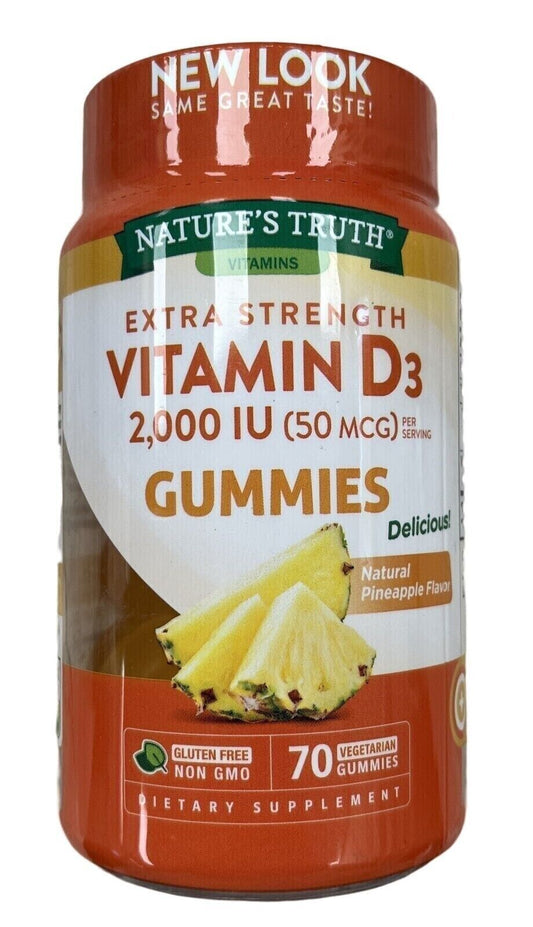 Nature's Truth Vitamin D3 2000 IU Gummies Pineapple Flavor 70ct ~