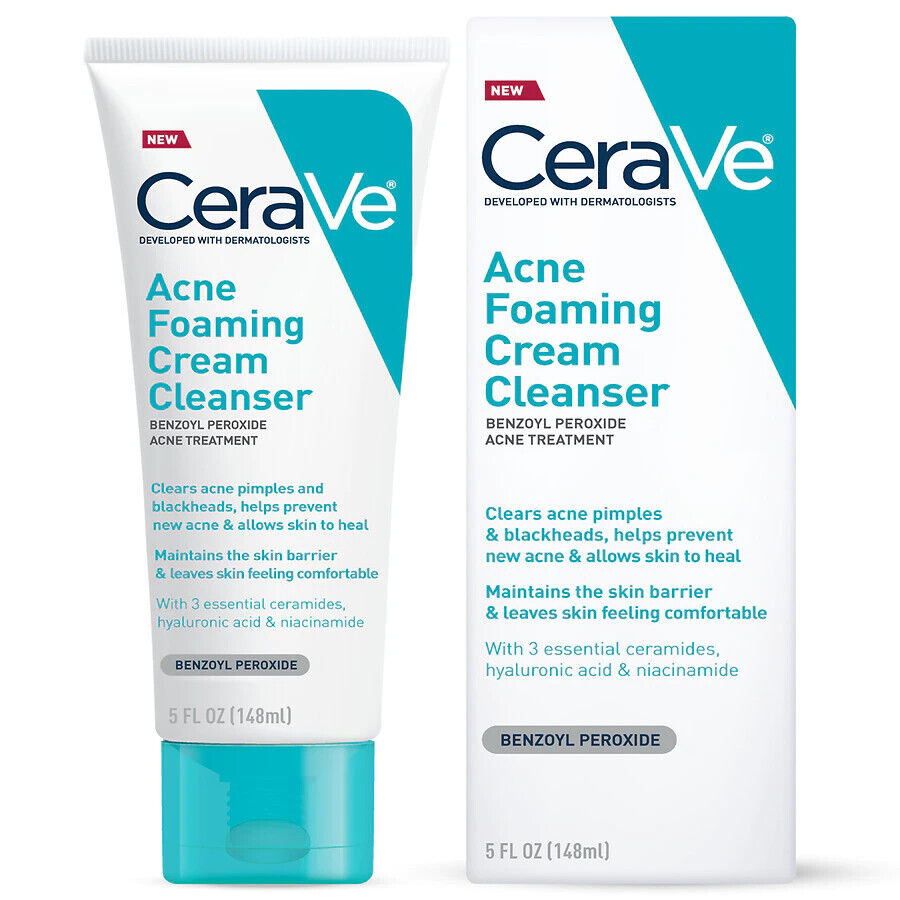 CeraVe Acne Foaming Cream Cleanser Clears Acne Pimples and Blackheads 5 fl oz