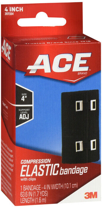 ACE COMPRESSION BANDAGE BLACK 4IN W/CLIP