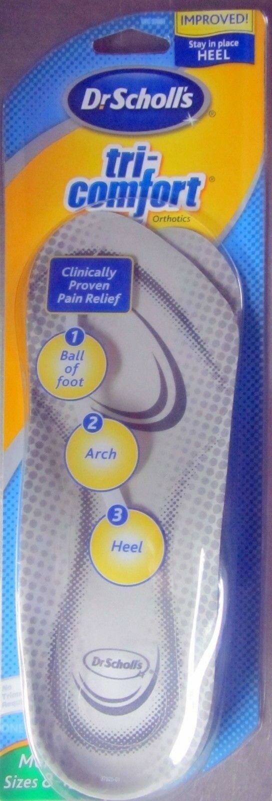 Dr. Scholls Tri-Comfort Inserts Mens Sizes 8-12 1 pr