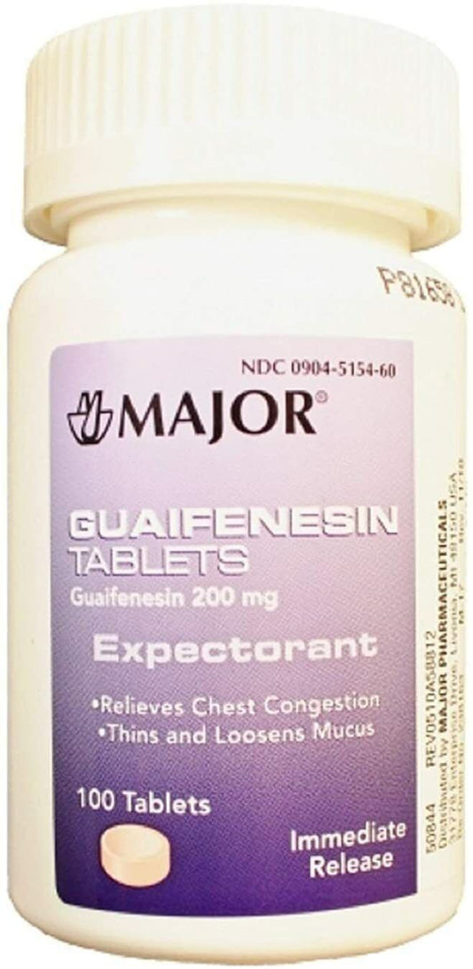 GUAIFEN 200MG TABLET 100CT MAJOR   guaifenesin ORAL TABLET 200 MG