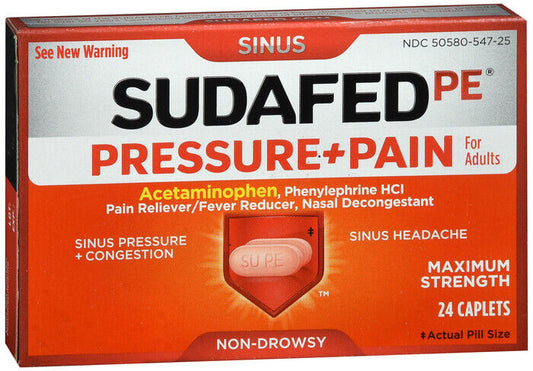 SUDAFED PE PRESSURE/PAIN CAPLET 24CT