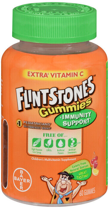 Flintstones Childrens Vitamins Gummies IMMUNITY SUPPORT 60ct orange